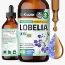 BIO KRAUTER Lobelia Tincture for Lung Cleanse " Detox - Pure Vegan Lobelia Herb Liquid Extract - 4 Fl.Oz 168 Días de Suministro - Respiración " Respiratorio Suplemento de apoyo - Alcohol " Sugar Free, Non-GMO