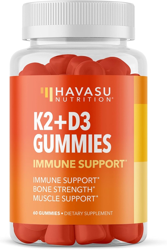 HAVASU NUTRITION Vitamina D3 K2 Gummies, Raspberry, 60ct
