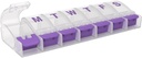 EZY DOSE Caja semanal de píldoras (7 días), Planificador de Medicina, Caja de Organizador de Vitaminas, Compartimientos de Empuje Medio, Conveniente y Fácil de Usar, Color May Vary, BPA Gratis