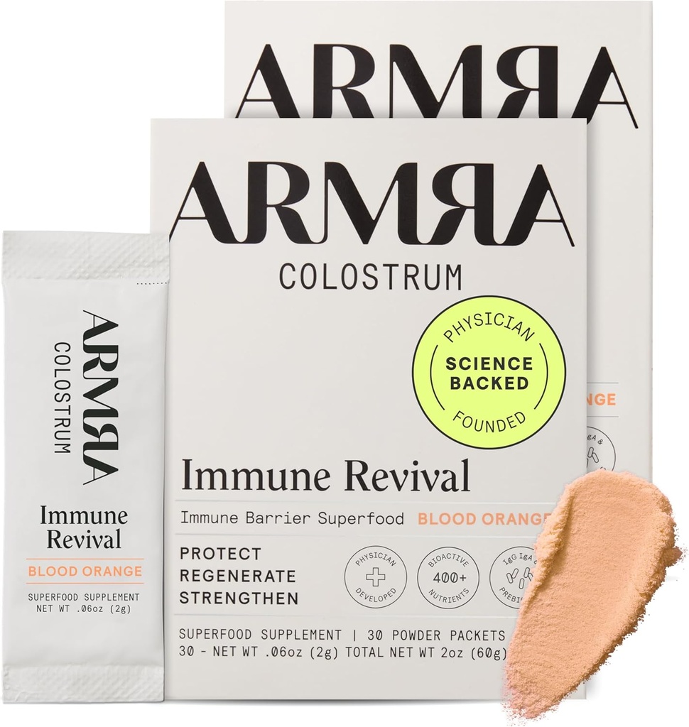 ARMRA ColostrumTM Powder ← Sangre Naranja _ Gut Health " Bloating ¦ Skin " Hair TEN Immunity TEN Keto, Gluten " Fat-Free TEN 60 Servings