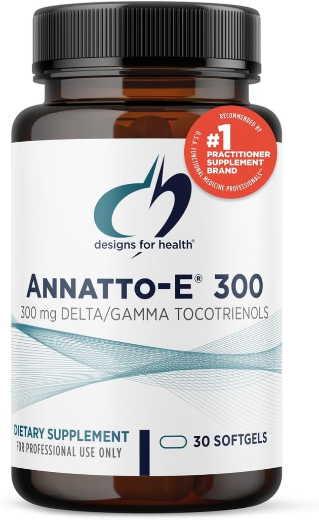 Diseños para Salud Annatto-E 300 mg Tocotrienols - DeltaGold Vitamina E Suplemento Complejo con Delta + Gamma Tocotrienols - Cardiovascular, Saludable Aging + Soporte Antioxidante - Non-GMO (30 Softgels)
