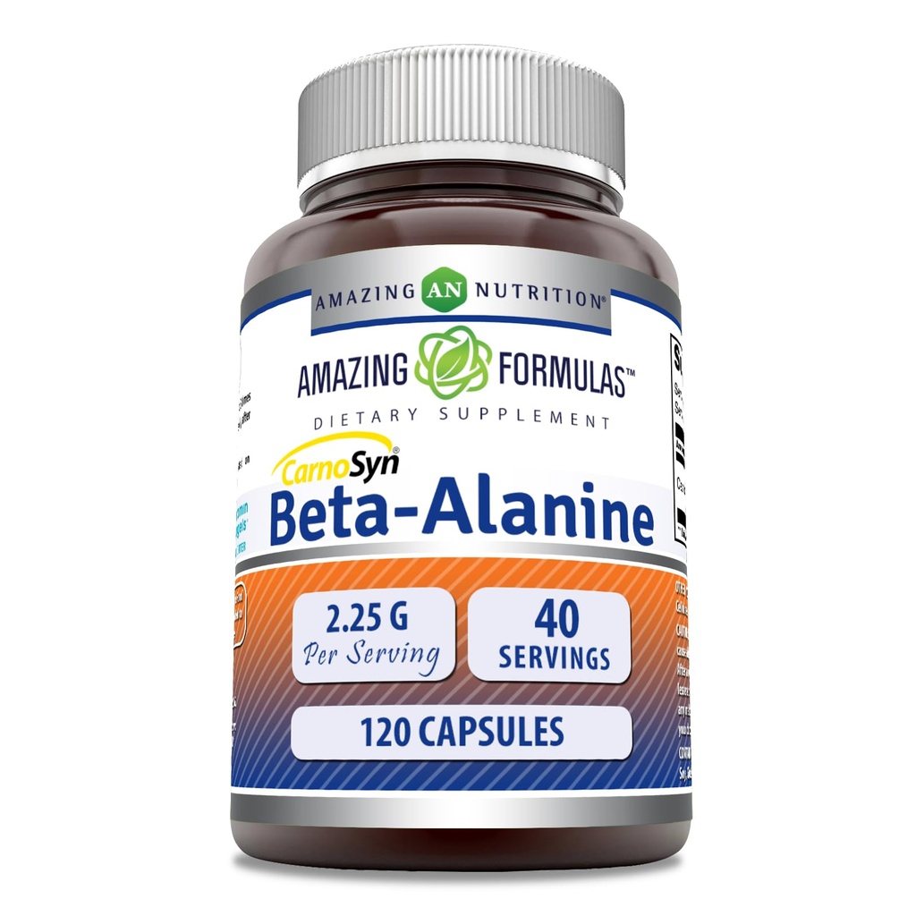 Amazing Fórmulas Beta Alanine Suplemento Silencio 2250 Mg Por Serving Silencio 120 Cápsulas Silencio No Gluten-Free TEN Made in USA
