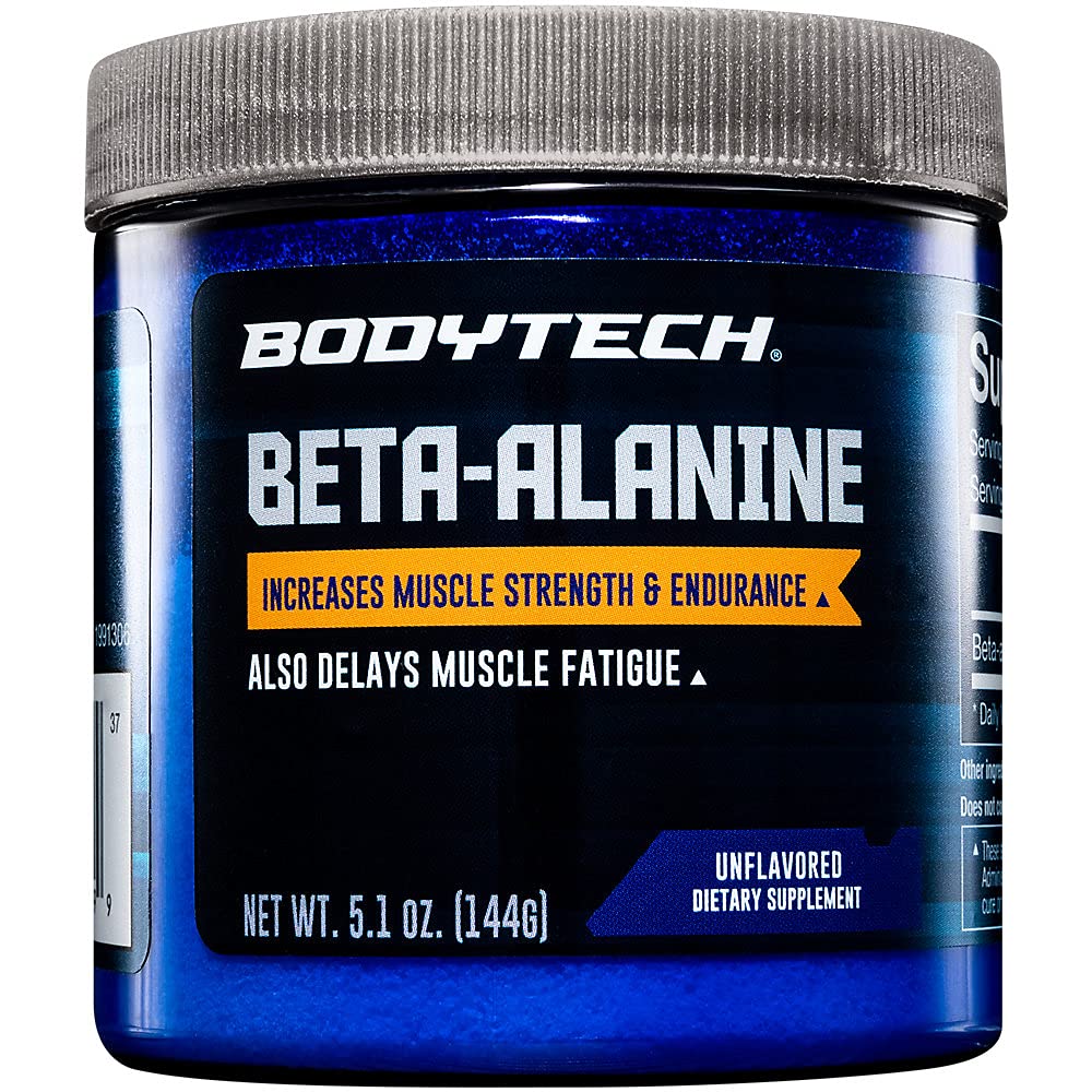BodyTech Beta-Alanine Powder - Apoyos Muscle Endurance, Performance &amp; Workout Capacity - Unflavored (5.1 oz, 90 Servings)