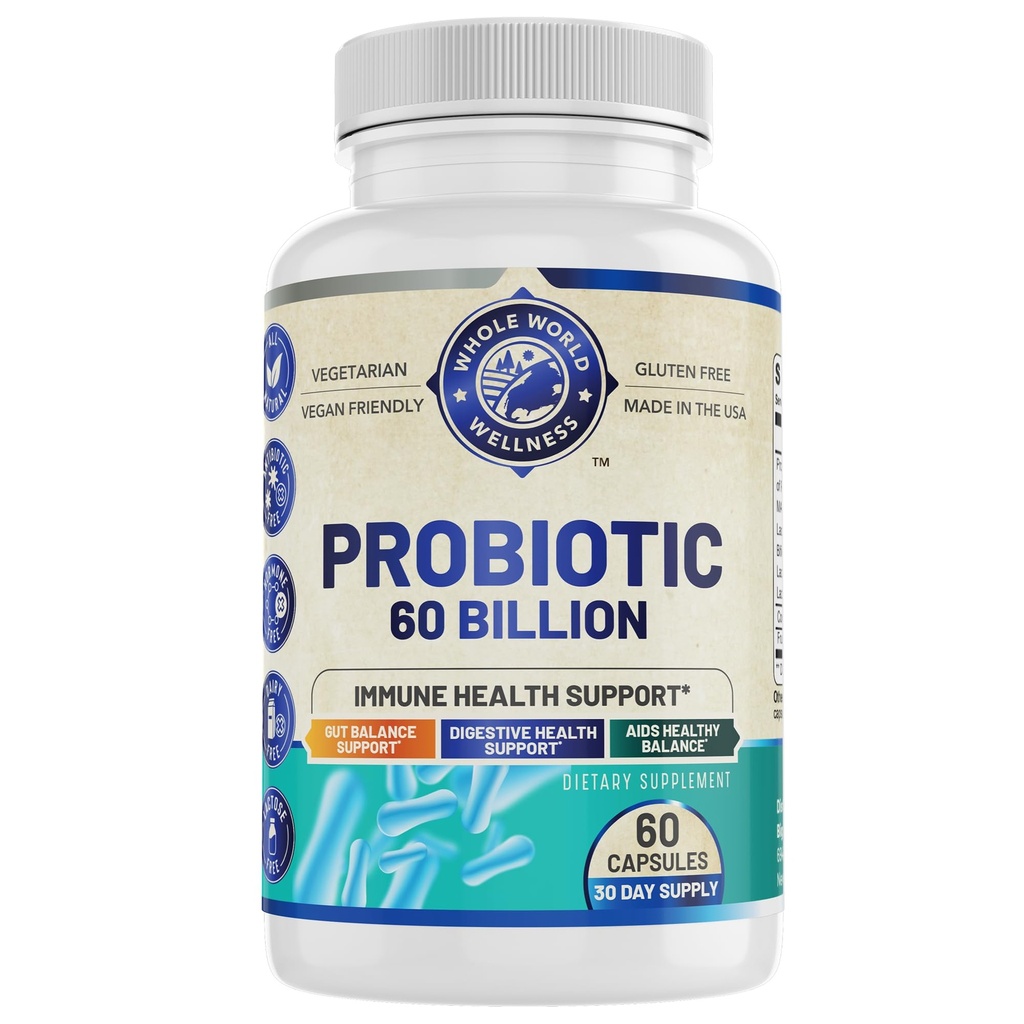 Probiótico 60 Billones CFU/g ← Immune, Digestivo " Gut Health Supports Constipation, Gas " Bloating " TODO Natural, Dairy Free, Soy Free TEN 60 Capsules TEN Made in The USA.