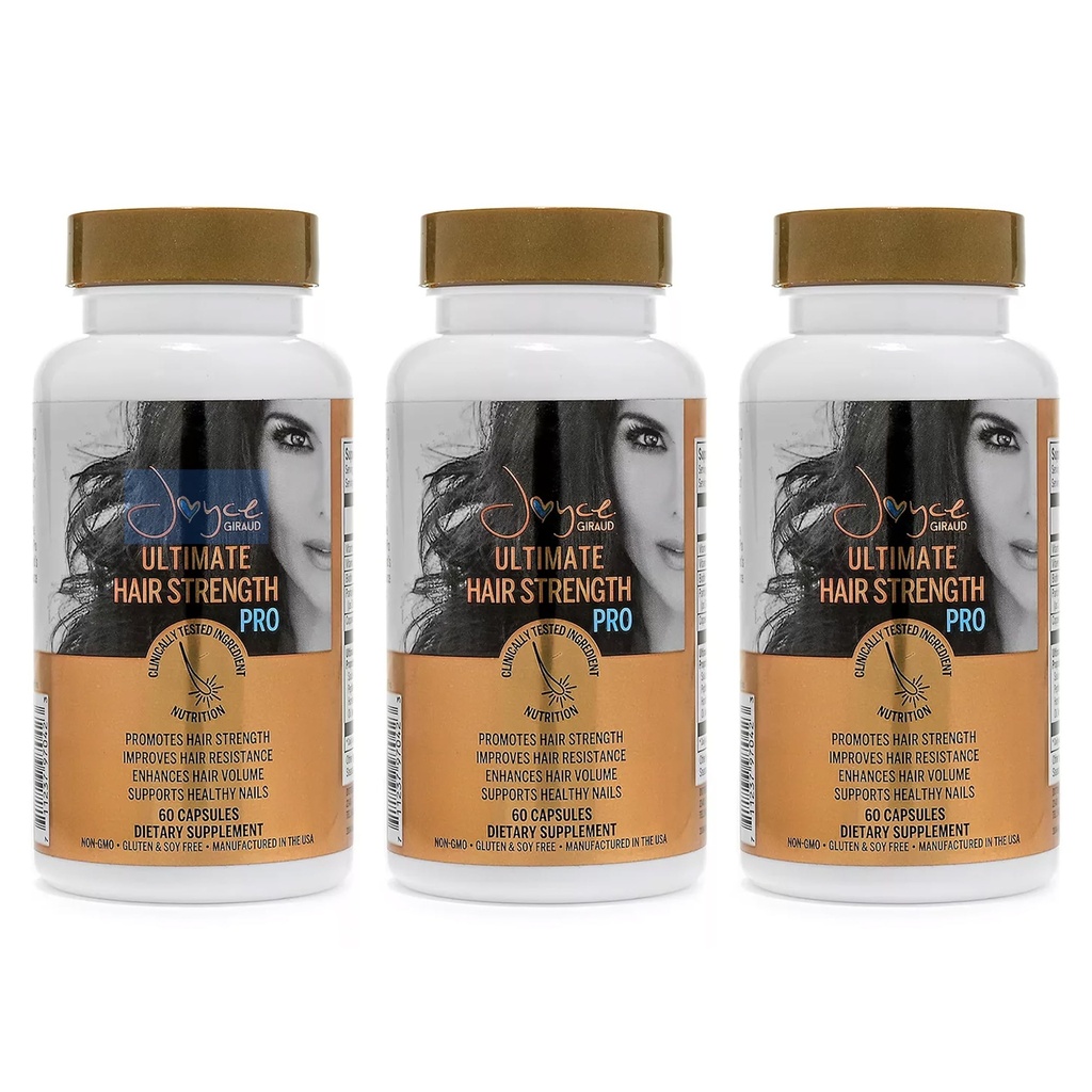 Joyce Giraud Ultimate Hair Strength Suplementos, 90-Day Supply, Formulado científicamente para reducir la pérdida del cabello, 180 cápsulas