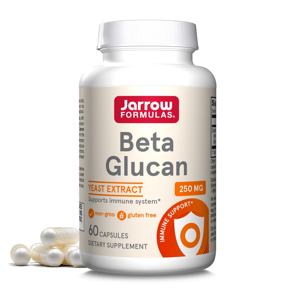 Fórmulas Jarrow Beta Glucan 250 mg - 60 cápsulas - Soporte de funciones inmunitarias - Extracto de alta pureza - Preparación patentada - 60 piezas
