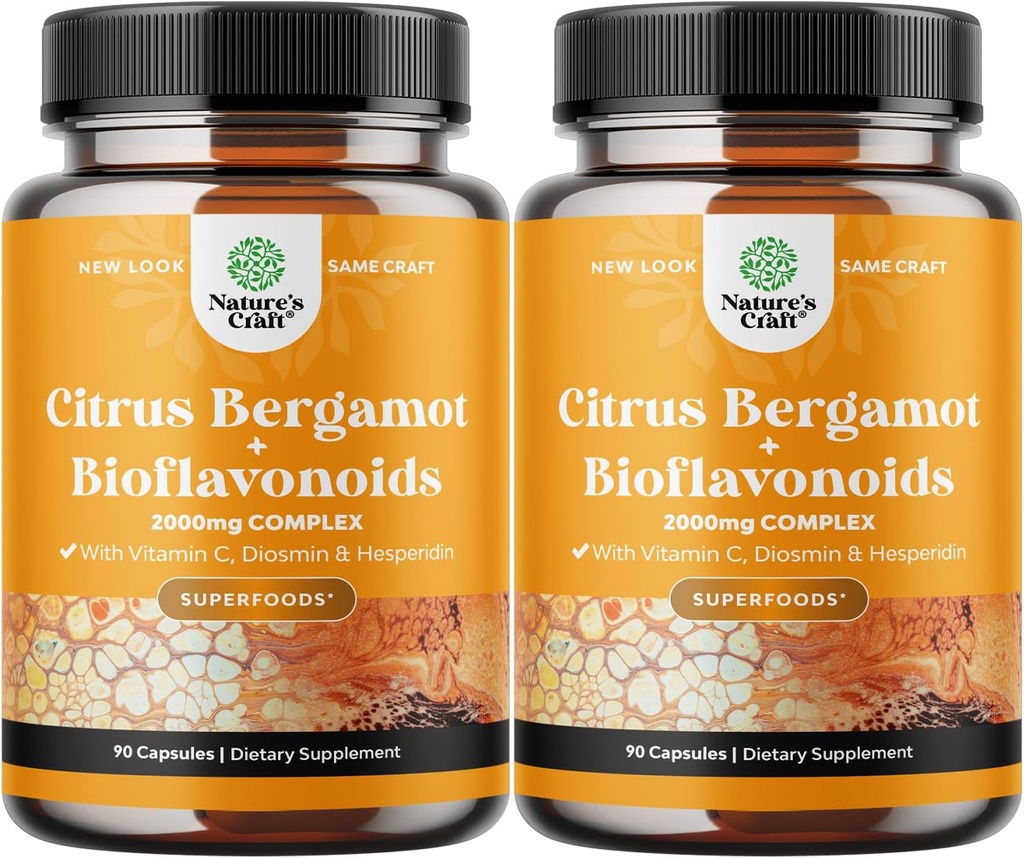 Citrus Bergamot Suplemento con Citrus Bioflavonoids - Última Citrus Bioflavonoides Suplemento con Citrus Bérgamo Extracto 1000mg Rutina y Hesperidina para Immunity & Heart Health Support (2 Meses)