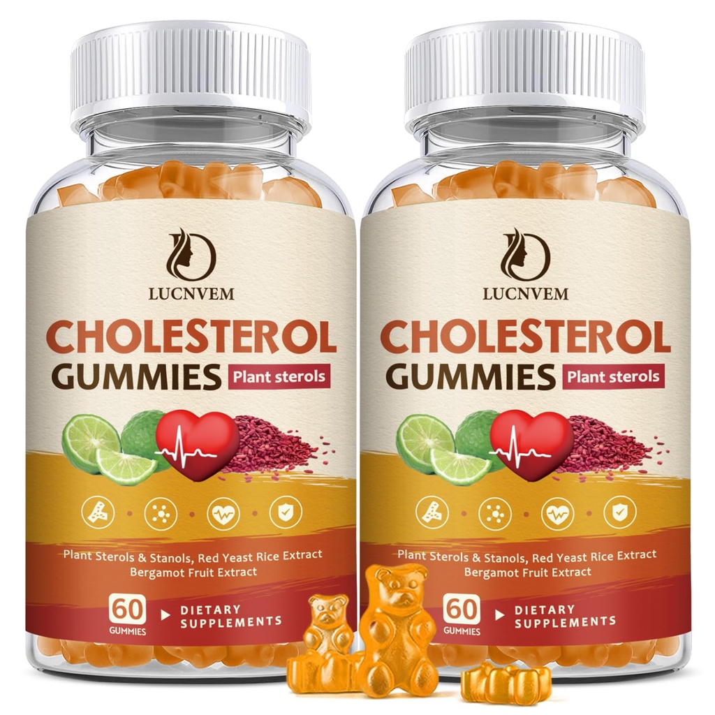 (2 Pack) Colesterol Suplementos Gummies for Cholesterol Healthy, Plant Sterols & Stanols, Red Yeast Rice, Citrus Bergamot Complex for Cholesterol, Maintain Healthy Cholesterol Levels - 60 Day Supply