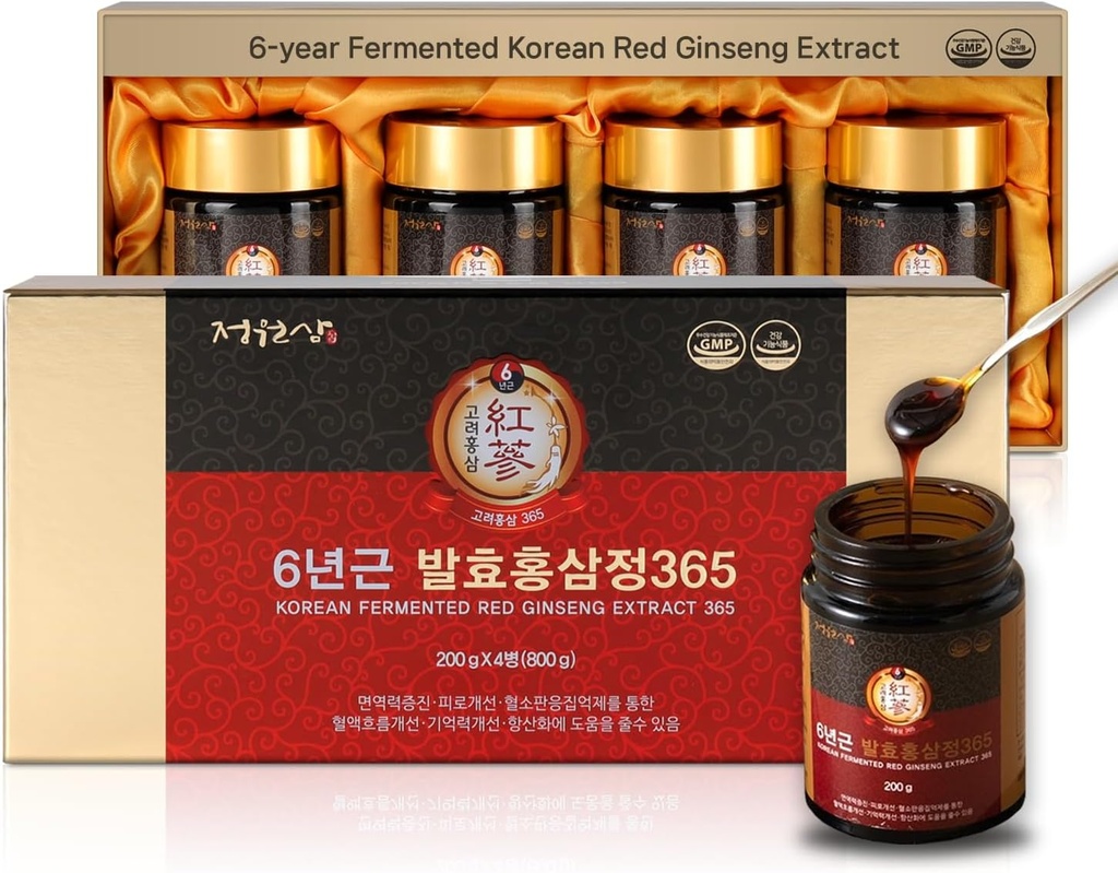 6 años Ginseng rojo fermentado Coreano Extracto  4X 200g Botellas ← 9.6mg Ginsenosides per 15g ANTE Energética, Focus, Fatiga, Immune Support  durable Herbal Supplement for Men & Women