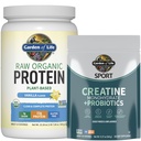 Jardín de la Proteína de la Vida &amp; Bundle Creatine – Vegan Vanilla Protein Powder 20 Serviciones con BCAAs, Probióticos & Enzymes + Cretina Monohidrato Pre Workout 60 Servimientos para el músculo, fuerza &amp; rendimiento