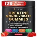Cretina Monohidratos Gummies para Hombres &amp; Mujeres, 9000MG Cretina Gummies Azúcar Gratis con L-Taurina, BCAA 2:1, B12 B6 para Fuerza Boost, Focus &amp; Endurance, Vegan, No GMO, Fresa, 120pcs