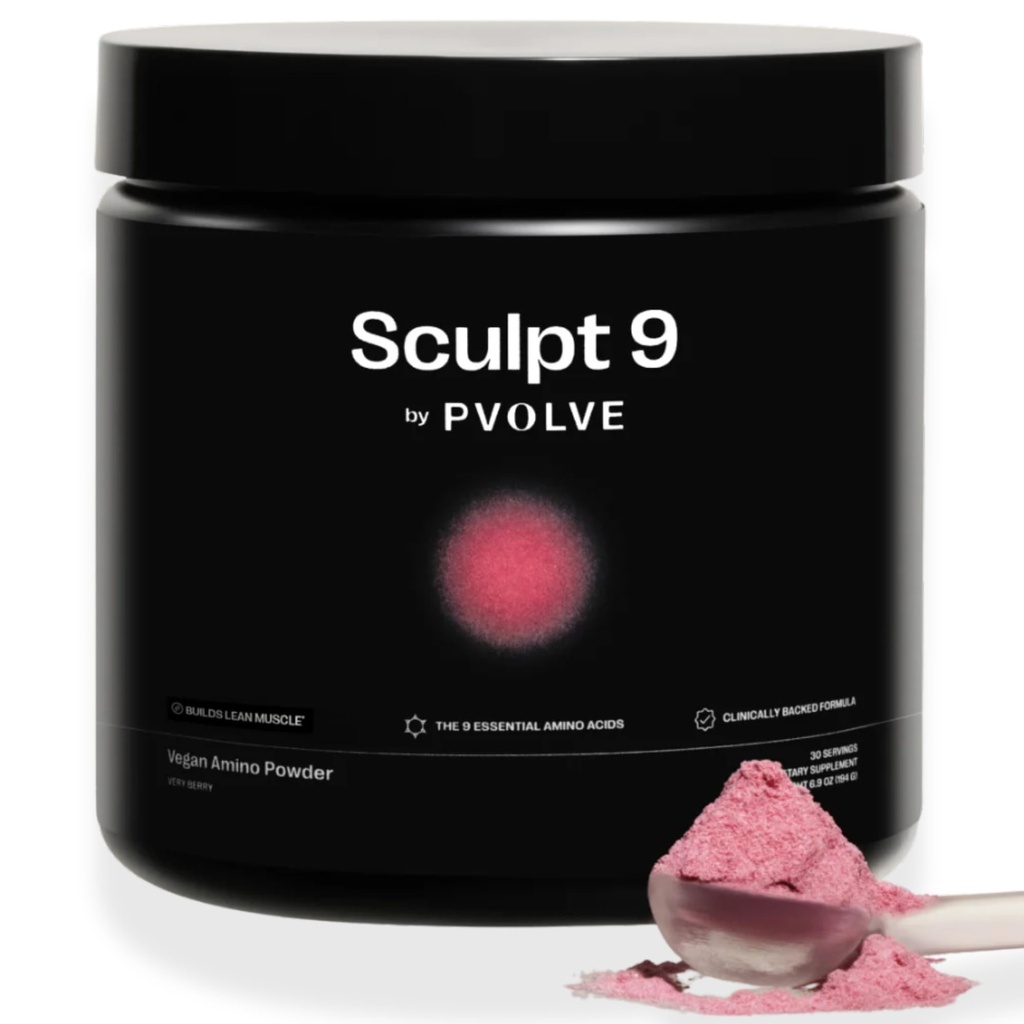 PVOLVE Sculpt 9 EAA &amp; BCAA Powder for Women  durable Very Berry Flavor  tolera Essential Amino Acids Suplemento para Lean Muscle, Recovery & Strength ← Non-GMO