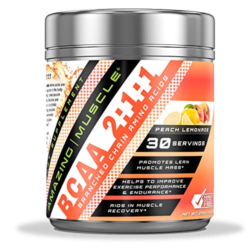 Increíble musculo BCAA 2:1 Aminoácidos de Cadena Suplementario TENIDO 6000 Mg Por Serving ANTE Peach Lemonade Flavor ANTE 30 Servimientos