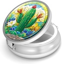 Pill Box-3 Compartment Small Pill Case for Purse & Pocket Mini Contenedor de carga de metal para mantener suplementos Vitaminas libres de BPA (Cactus)