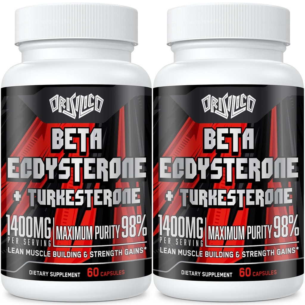 1400mg Beta Ecdysterone y Turkesterone Suplementos, Maximizar 98% Beta Ecdysterone & 20% Turkesterone Extracto para Masa muscular, Fuerza, Síntesis de proteínas, 120 cápsulas