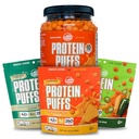 Twin Peaks Low Carb, Keto Friendly Protein Puffs, 3 bolsas de sabor surtido Puffs + 1 Jug Nacho Cheese Flavor Puffs