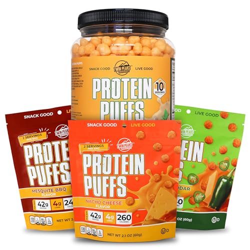 Twin Peaks Low Carb, Keto Friendly Protein Puffs, Ajo Parmesan (300g, 21g Protein, 2g Carbs) + Twin Peaks Ingredientes Low Carb, Keto Friendly Protein Puffs, (Variety Pack, 2.1 Ounce), 2 Servings,