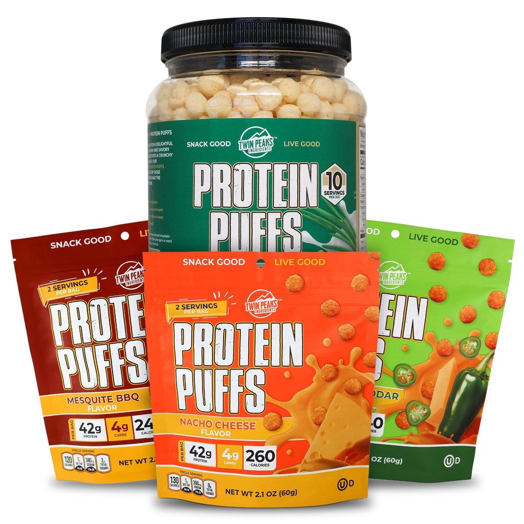 Twin Peaks Low Carb, Keto Friendly Protein Puffs, Sour Cream & Onion + Twin Peaks Ingredientes Low Carb, Keto Friendly Protein Puffs