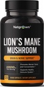 Natgrown Lions Mane Mushroom Supplement Capsules - Organic Lion's Mane Extract Nootropic Brain Supplement for Men & Women - Promotes Mental Clarity, Focus, and Memory - Vegan Pills