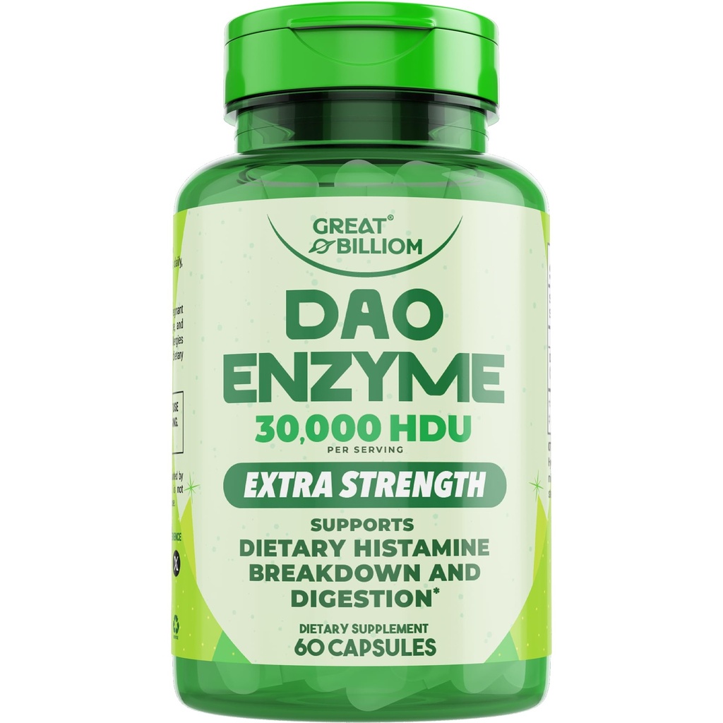 DAO Enzyme (Diamine Oxidase) - Enzymes Digestivos para Hombres Mujer - 30,000 HDU - Gut Health Supplements - Digestive Health Histamine Support - Enzymes for Digestion - 60 cápsulas