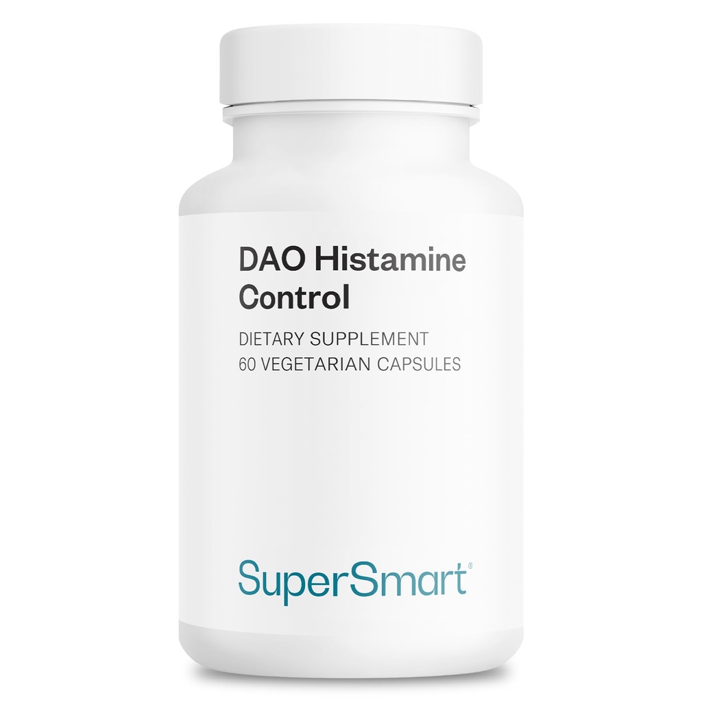 Supersmart DAO Histamine Control (High Potency) - Micro-Encapsulated Pea Sprouts DAO Enzyme - Mejorado con Quercetina & Vitamina C - Diamine Oxidase Suplemento latitud Vegan - 60 cápsulas vegetarianas