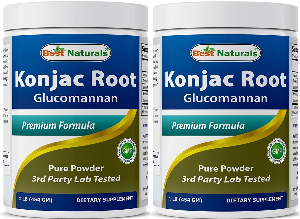 Mejores Naturales 2 Pack Konjac Glucomannan Root 1 Libra - 2000 mg por Serving - (Total 2 libras)