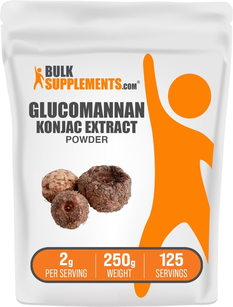BulkSupplements.com Glucomannan Powder - de Konjac Root Extract Powder, Glucomannan Supplements - Gluten Free, 2g per Serving, 250g (8.8 oz) (Pack of 1)