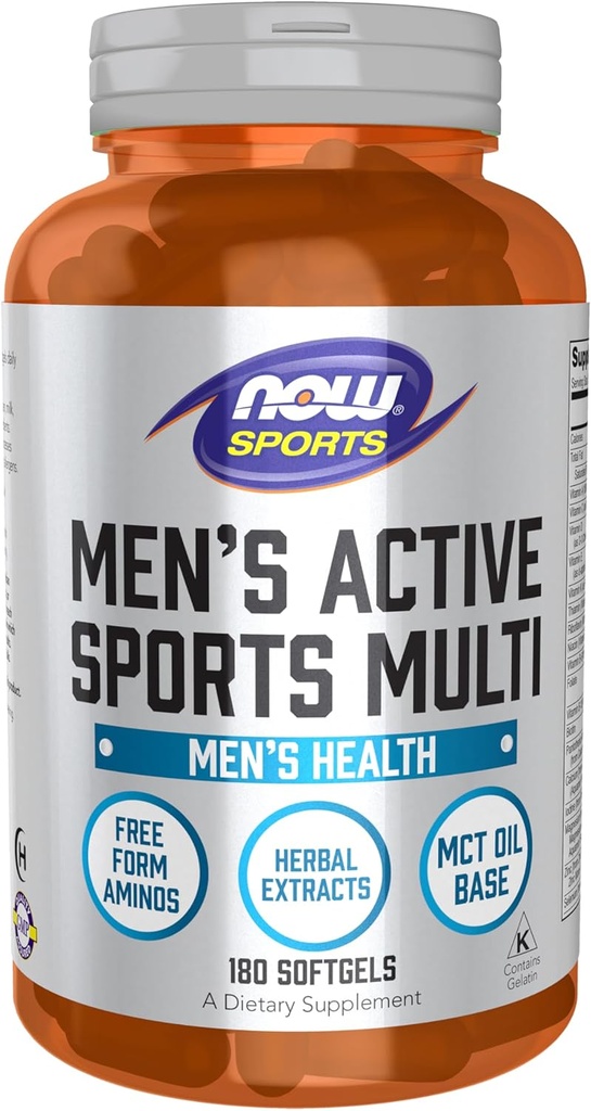 AHORA Foods Sports Nutrition, Hombres Extreme Sports Multi with Free-Form Amino Acids, ZMA®, Tribulus, MCT Oil, and Herbal Extracts, 180 Softgels