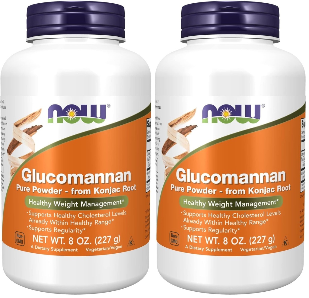 AHORA Suplementos de alimentos,Glucomannan (Amorphophallus konjac) Polvo puro,Aporta regularidad*,Manejo de peso saludable*,8 onzas,(Pack of 2)