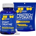 NATURAL STACKS Creatine Monohydrate &amp; Magtech Hydrate Bundle - 2500mg Creatine + 200mg Elemental Magnesium Por Serving - Supports Hydration, Brain Health & Endurance - 44 Total Servings