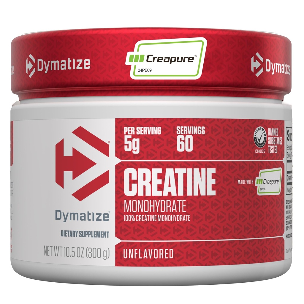 Dymatize Creatine Monohydrate Powder with CREAPURE (Producto de Alemania), 5g Por Serving, 60 Servings (300g), Creatine for Women and Men, Gluten Free