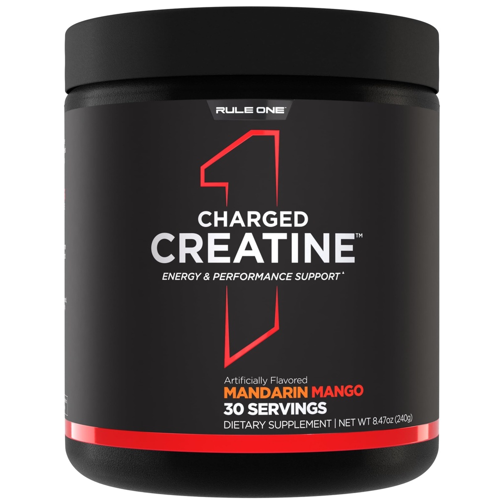Regla 1 Proteínas Cargadas Creatina - Multi-Función Suplemento de entrenamiento con Creatina, Electrolitos y Fondos de Energía para la Intensidad, Rendimiento, " Apoyo de hidratación (30 Servimientos, Mango de Mandarina)