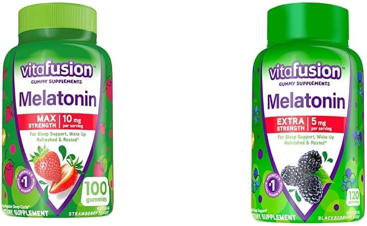 Vitafusion Max Strength Melatonin Gummy Suplementos " Extra Strength Melatonin Gummy Vitaminas, 5mg, 120 ct Gummies