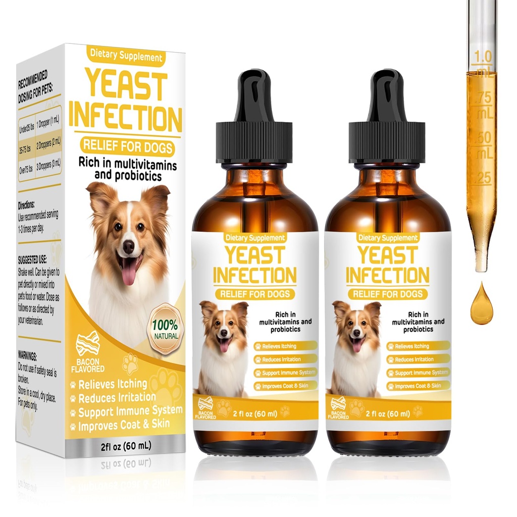 Tratamiento de la infección por levaduras para perros,Dog Tratamiento de la infección por el oído,Itchy Ear,Skin curvaAlergy Symptoms Relief-Reduce Inflammation adultoRelieves Irritation,Dog Suplemento gotas con Probióticos multivitaminas