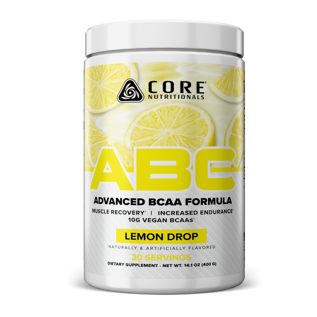Core Nutritionals ABC Advanced BCAA, Lemon Drop, 20 Serv. | Muscle Recovery Support, Endurance Support, BCAAs, Glutamine, Beta Alanine, Citrulline Malate, Amino Acids, Workout Support