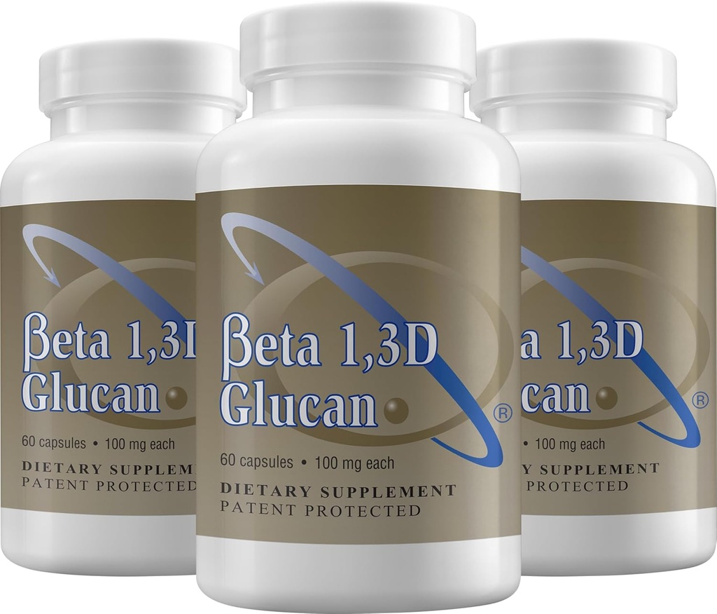 Suplemento de soporte de inmuno Beta altamente purificada 1,3D Glucan 100 mg por cápsula (beta-glucan Fiber) (Pack of 3)