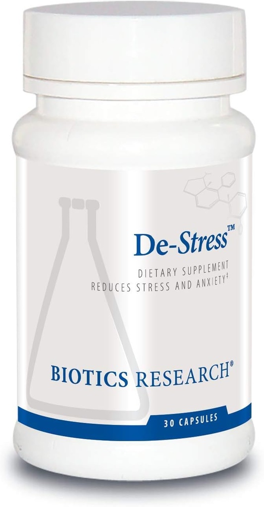 Biotics Research De-Stress Nutrient Patented Designed to Support Calmness, Healthy Sleep Habits, All-Natural Supports Mental Wellness & Calm. 30 Capsules