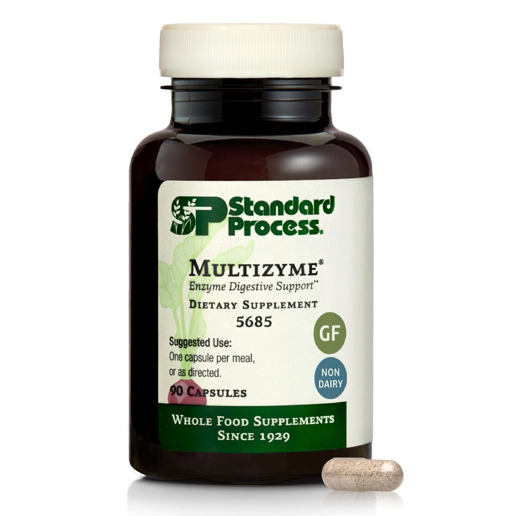 Multizyme de proceso estándar - Pancreatic Enzyme Suplemento para apoyar la desintegración de proteínas, carbohidratos " Fats - Apoyo digestivo - Gluten-Free, Non-Dairy " Non-Soy - 90 cápsulas (90 piezas)