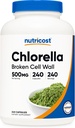 Nutricost Chlorella Capsules 500mg, 240 cápsulas vegetarianas - No GMO y Gluten Gratis