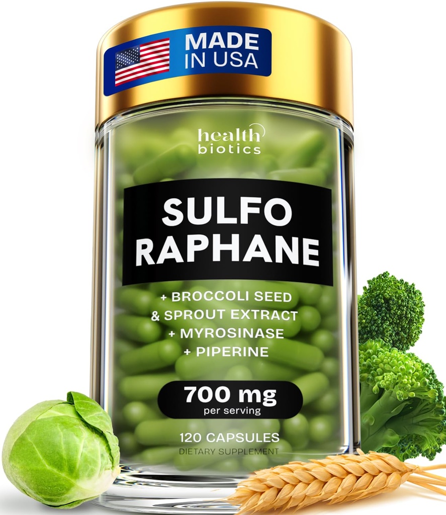 Sulforaphane Supplement Organic Broccoli Sprouts TEN Stabilized Sulforaphane from Broccoli Florets " Seeds ANTE Organic Sulfur Supplements 120 Pills TEN 1 Pack