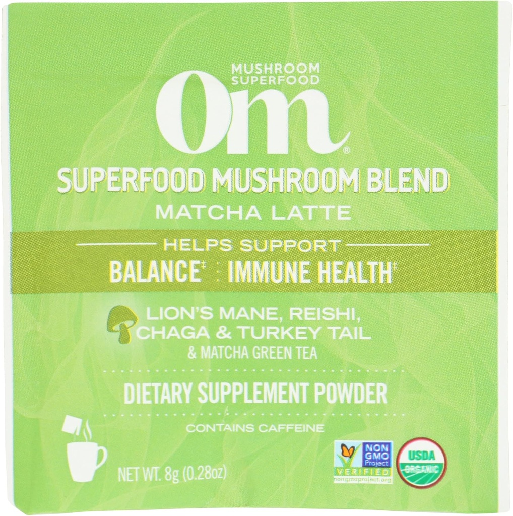 Om Mushroom Superfood Mushroom orgánico Matcha Latte Blend, 0.28 OZ