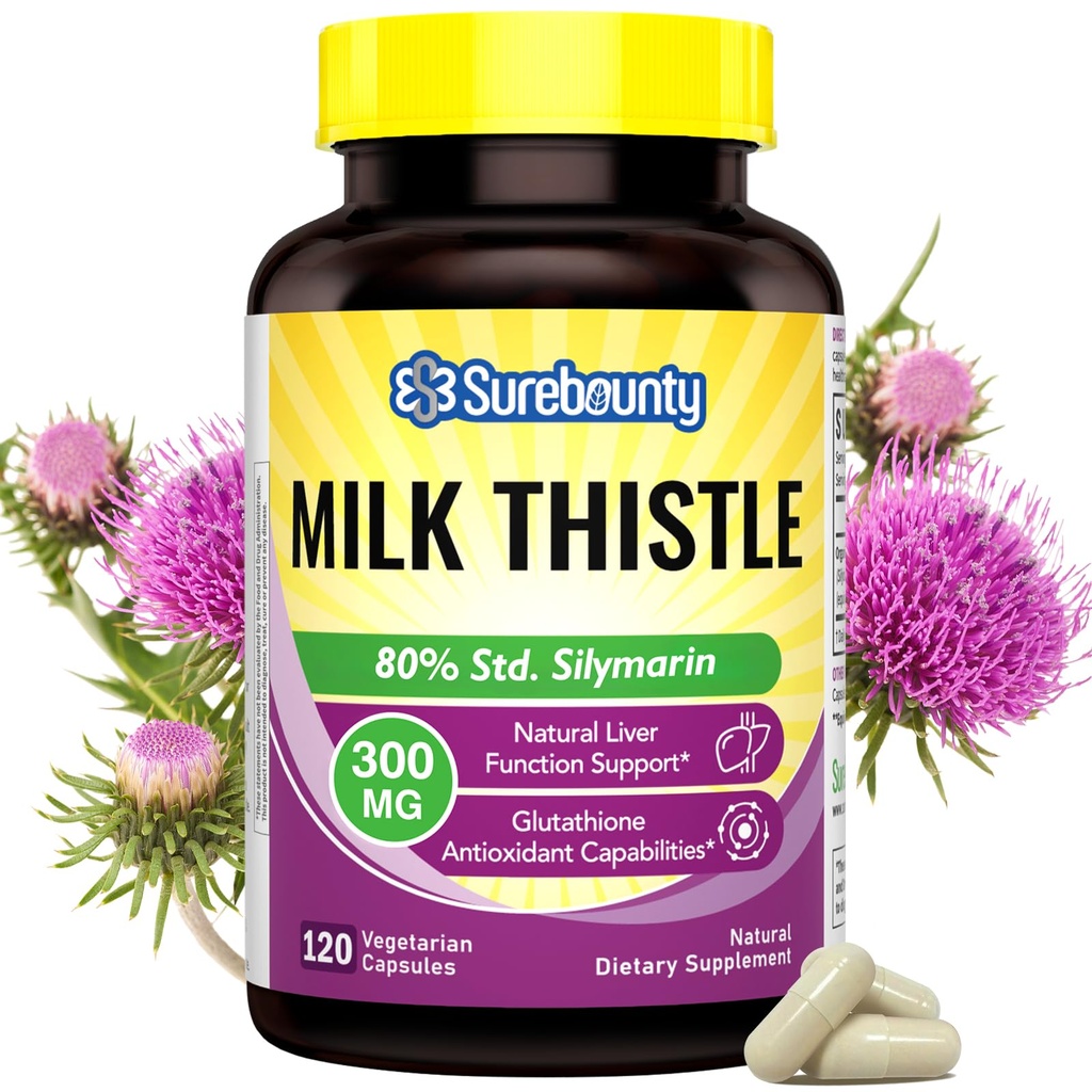 Leche Thistle, Concentrated Seed Extract, Liver Support Cleanse Detox, Fatty Liver Supplements, Non-GMO, No Gluten & Soy, 120 Veggie Caps, 4 Month Supply