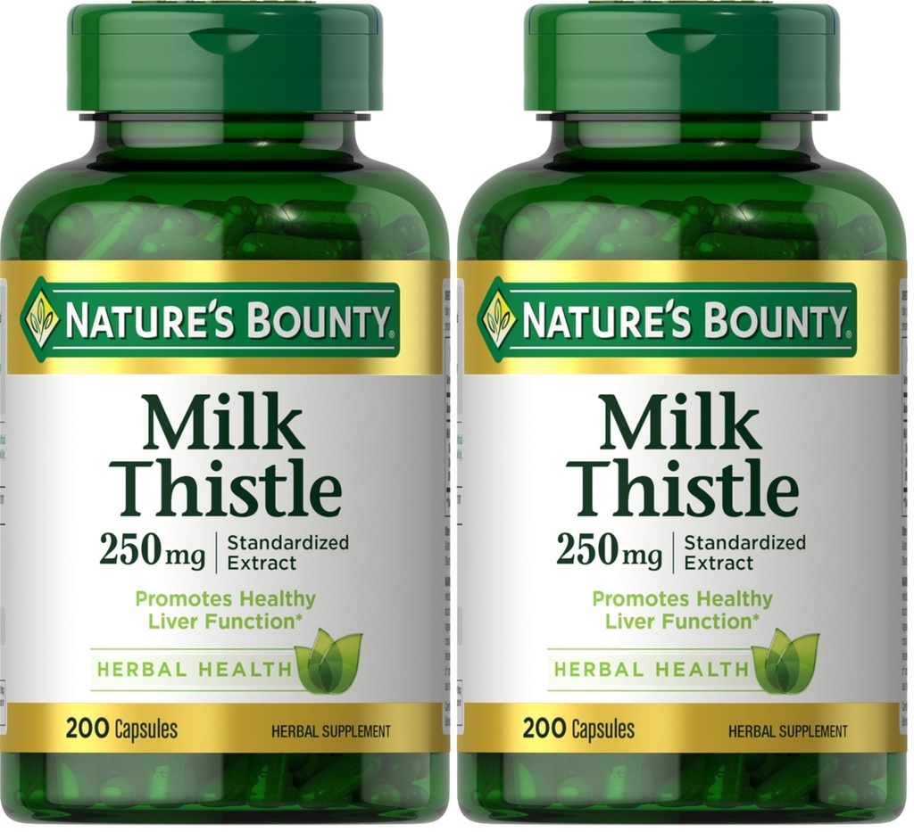 Esteto de leche bonty Capsules, usado tradicionalmente para la salud del hígado, suplemento herbal, 250 mg por ser, 200 conde (Pack of 2)