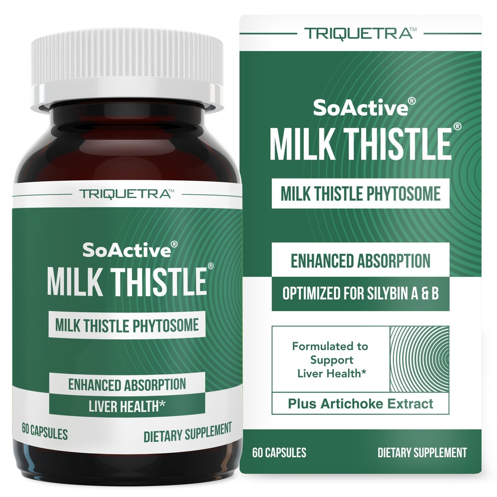 SoActive® Milk Thistle: 10X More Effective Milk Thistle Phytosome, Optimized for Essential Bioactive Silybin A & B Plus Bilear® Artichoke Extract " Bile Enhancer - Liver Support TEN 60 Servings