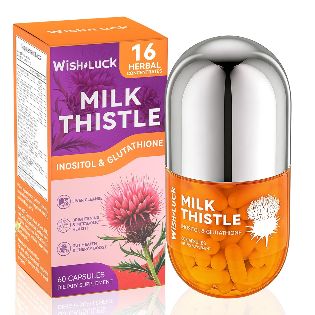 Detox para la limpieza de hígado para las mujeres: Leche Thistle con Dandelion para el soporte para el hígado, Inositol &amp; Glutathione para la salud metabólica antioxidante No GMO 60 cápsulas