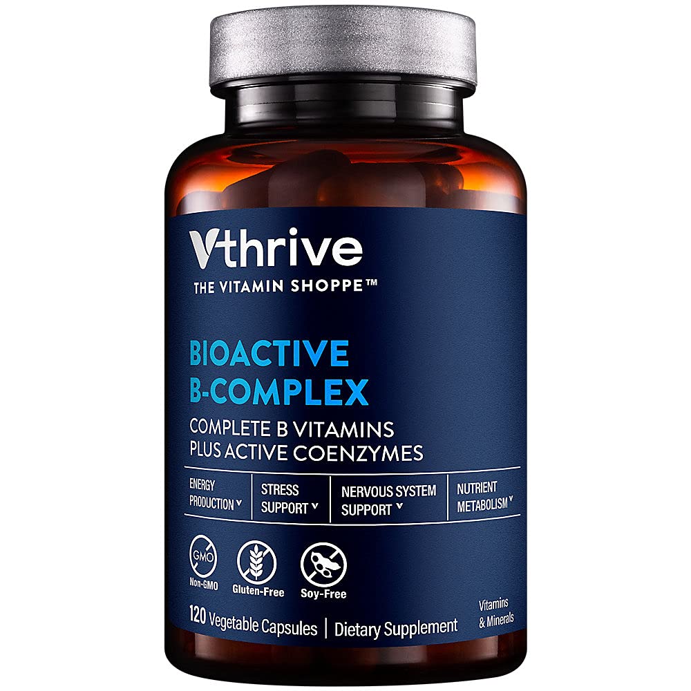 Vthrive Bioactive B-Complex - Vitamina B + Coenzimas activas para la producción de energía (120 cápsulas vegetales)