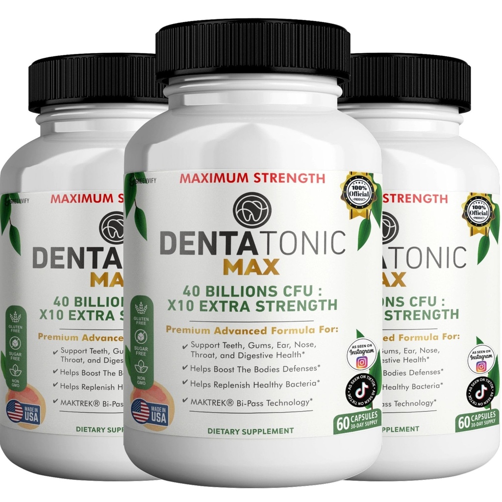 Denta Tonic Max Probiotic Supplement, 40 Billion CFU, 60 cápsulas, apoya la salud oral y digestiva (3)