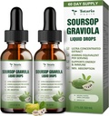 (2 Packs) Pure Soursop Graviola Liquid Drop Support Digestive Skin Health, Sleep & Antioxidant - Guanabana Aceite Orgánica Hoja Exacto Soursop Bitters Liquid Drops, Natural Flavor, Non-GMO, Vegan, 4 Fl Oz