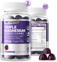 Magnesium Gummies 500mg 400mg TENIDO Alta Absorción, Bone, Nerves, Muscle TENIDO 3 Formas de Magnesium Complex Suplemento Glycinate,Taurate,Malate ANTE adultos - Vegan, Sugar Gratis,120Cts