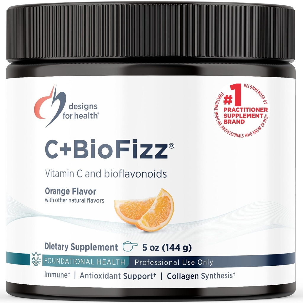 Diseños para la salud C+BioFizz Fizzy Vitamina C Powder High Potency Powder with Bioflavonoids - Immune + Antioxidant Support - Vegan (36 Servings / 144g)